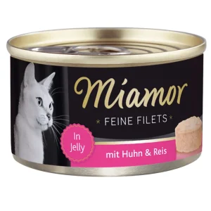 Sparpaket 24 x 100 g Miamor Feine Filets Huhn & Reis in Jelly Katzen Nassfutter Preisknaller